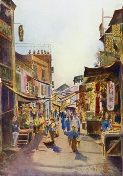 A Street in Macao（カラーリトグラフ 作： Thomas Hodgson Liddell