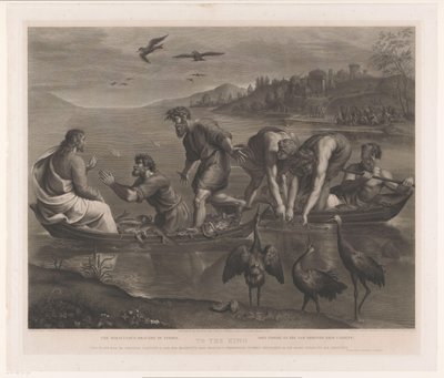 奇跡の大漁 魚の奇跡のドラフト / Noli timere: ex hoc jam homines eris capiens (オブジェクトのタイトル) ラファエロの版画 (シリーズ タイトル) The Raphael Cartoons (シリーズタイトル) 作： Thomas Holloway