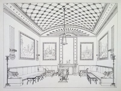 応接室（イラスト：「家庭用家具と室内装飾」より 作： Thomas Hope