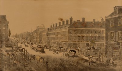 ブロードウェイ、ニューヨーク、1836年（ウェッブの照明店を示す） 作： Thomas Horner
