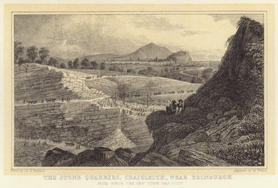 新市街を建設したエジンバラ近郊のクレイグリースの石切り場（彫刻 作： Thomas Hosmer (after) Shepherd