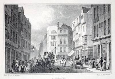 Aldgate、「ロンドンと19世紀の環境」パブから。 Jones und Co.、1827-1829 作： Thomas Hosmer Shepherd