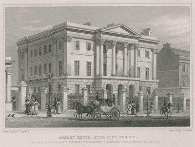 Apsley House、ハイドパークコーナー、ロンドン、ウェリントン公爵の邸宅 作： Thomas Hosmer Shepherd