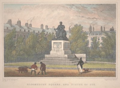チャールズモットラム（1806-76）によって刻まれたキツネの像のあるブルームズベリースクエア 作： Thomas Hosmer Shepherd