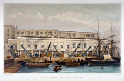 ブルワーズ キー、チェスター キー、ギャレー キー、ローワー テムズ ストリート、シティ オブ ロンドン、1841 年。 作： Thomas Hosmer Shepherd