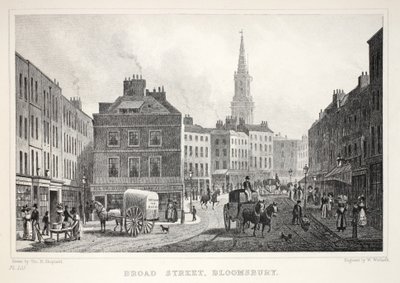 ブロードズベリーのブロードストリートは、「ロンドンと19世紀の環境」パブから。 Jones und Co.、1827-1829 作： Thomas Hosmer Shepherd