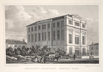 建物、ハイフィールド、カムデンロード、「ロンドンと19世紀の環境」パブから。 Jones und Co.、1827-1829 作： Thomas Hosmer Shepherd