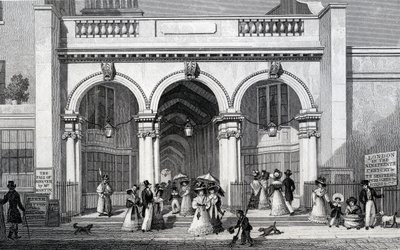 バーリントンアーケード、ピカデリー、ウィリアムトムブルソンの彫刻、1828 作： Thomas Hosmer Shepherd