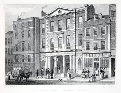 「ロンドンとその19世紀の近郊」パブの石炭取引所。 Jones und Co.、1827-1829 作： Thomas Hosmer Shepherd