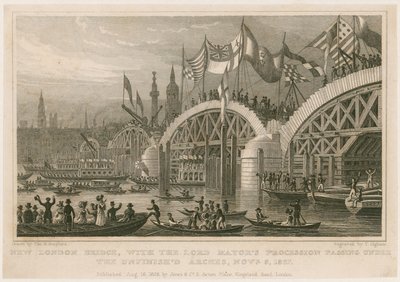 1827年11月9日、ニューロンドンブリッジの建設 作： Thomas Hosmer Shepherd