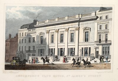 クロックフォードクラブハウス、セントジェームスストリート。パブ。 1828（手書きの彫刻） 作： Thomas Hosmer Shepherd