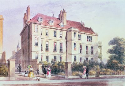 公園からクイーン スクエアへの入り口、ジェレミー ベンサムの家の景色 作： Thomas Hosmer Shepherd