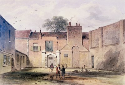トシルフィールズ刑務所への入り口、1850 作： Thomas Hosmer Shepherd