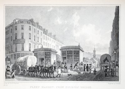 フリーボーンストリート、ホルボーンブリッジ、「ロンドンとその周辺19世紀の環境」パブ。 Jones und Co.、1827-1829 作： Thomas Hosmer Shepherd