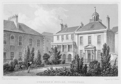 トーマスバーバーによって彫刻された外科医の広場、エディンバラの家、1829年 作： Thomas Hosmer Shepherd
