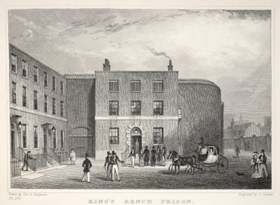 キングスベンチ刑務所、セントジョージズフィールズ、「ロンドンと19世紀の環境」パブから。 Jones und Co.、1827-1829 作： Thomas Hosmer Shepherd
