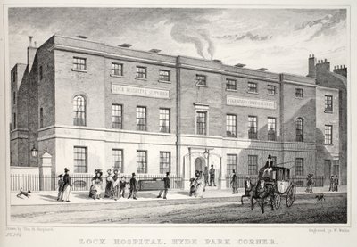 ロック病院、ハイドパークコーナー、「ロンドンと19世紀の環境」パブから。 Jones und Co.、1827-1829 作： Thomas Hosmer Shepherd