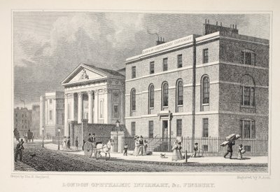 ロンドン眼科診療所など。「ロンドンと19世紀の環境」パブのフィンズベリー。 Jones und Co.、1827-1829 作： Thomas Hosmer Shepherd