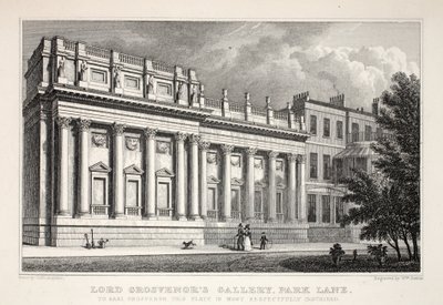 「ロンドンと19世紀の環境」パブのグロセベナー卿のギャラリー、パークレーン。 Jones und Co.、1827-1829 作： Thomas Hosmer Shepherd