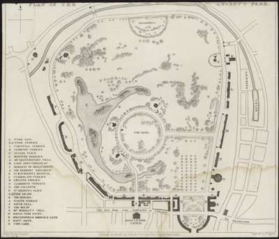 リージェンツパークの地図 作： Thomas Hosmer Shepherd