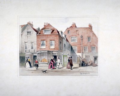 アップコット氏の家と人物像、アッパー ストリート、イズリントン、ロンドン、c1835。 作： Thomas Hosmer Shepherd