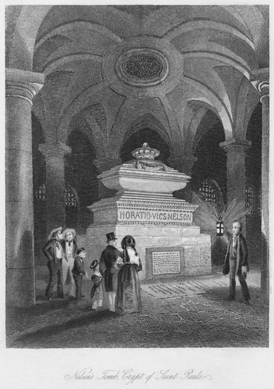 ネルソンの墓、聖パウロの地下墓地、c1841 作： Thomas Hosmer Shepherd