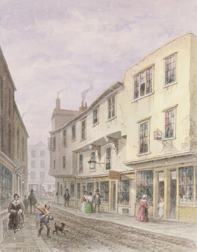レザーレーンの入り口にある古い家、1857 作： Thomas Hosmer Shepherd