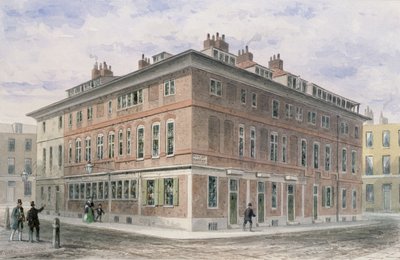 エイジハーディングがゴールドスミスの会社に遺贈したニューストリートスクエアの古い家は、1852年に撤去されました。 作： Thomas Hosmer Shepherd