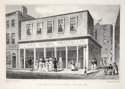 「ロンドンと19世紀の環境」パブのオリンピック劇場、ウィックストリート。 Jones und Co.、1827-1829 作： Thomas Hosmer Shepherd