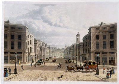 J.ブラック（fl.1791-1831）によって刻まれたピカデリーのリージェントストリート、パブ。 1822アッカーマンの「芸術のリポジトリ」（アクアチント） 作： Thomas Hosmer Shepherd