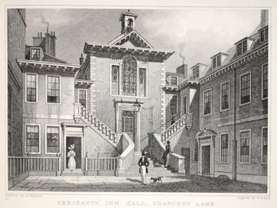 Serjeant&39;s Inn、Chancery Lane、「ロンドンと19世紀の周辺」パブから。 Jones und Co.、1827-1829 作： Thomas Hosmer Shepherd