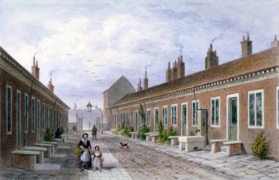 スキナーの救貧院、マイル エンド ロード、ステップニー、ロンドン、c1840 作： Thomas Hosmer Shepherd