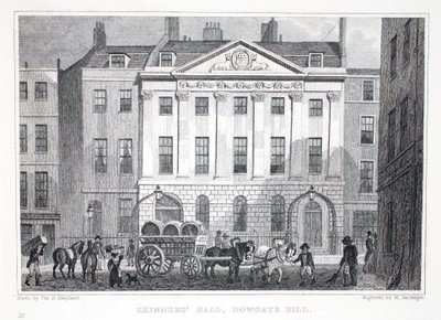 スキンナーズホール、ダウゲートヒル、「ロンドンと19世紀の環境」パブから。 Jones und Co.、1827-1829 作： Thomas Hosmer Shepherd