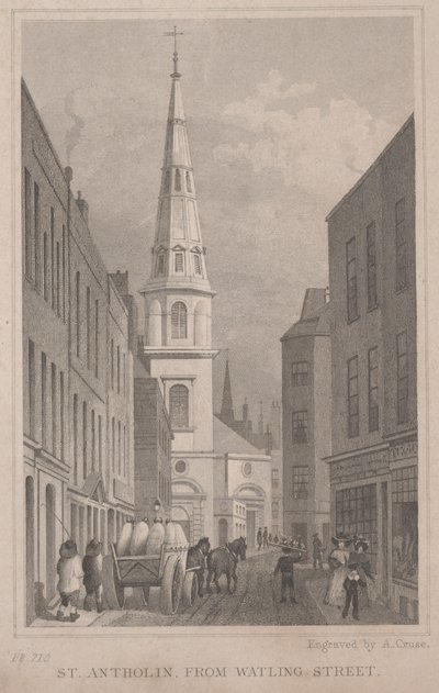 ワットリングストリートの聖アンソリン、A。クルースによる彫刻、1830年頃（彫刻） 作： Thomas Hosmer Shepherd