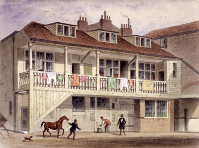 ブラック ライオン イン、ホワイトフライアーズ ストリート、ロンドン、c1855。 作： Thomas Hosmer Shepherd