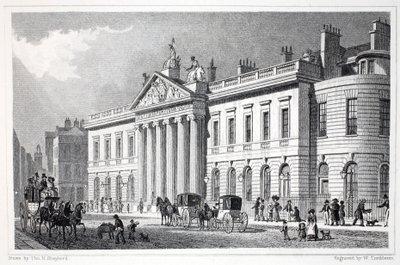 イーストインディアハウスは、「ロンドンと19世紀の環境」パブから。 Jones und Co.、1827-1829 作： Thomas Hosmer Shepherd