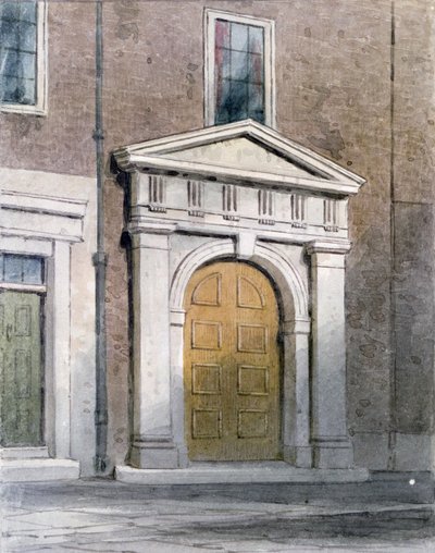 メイソンズホールへの入り口、1854年（紙にトイレ） 作： Thomas Hosmer Shepherd