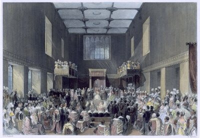 ヘンリーメルヴィル（fl.1826-41）、1840年頃に刻まれた貴族院、国会議事堂開会 作： Thomas Hosmer Shepherd