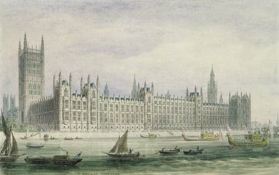 国会議事堂（グラファイト、紙の上にペンとインクとトイレ） 作： Thomas Hosmer Shepherd