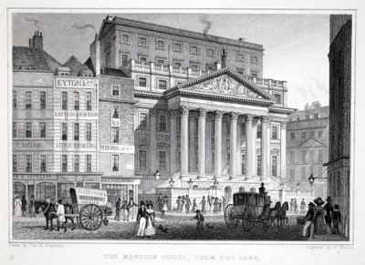 「ロンドンと19世紀の環境」パブにあるマンションハウス。 Jones und Co.、1827-1829 作： Thomas Hosmer Shepherd