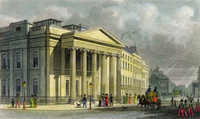 トーマス・バーバー（1768-1843）によって彫刻された新しい医師、ポールモール、東の彫刻（色の彫刻） 作： Thomas Hosmer Shepherd