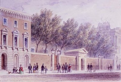 銀行の向かい、プリンシズ ストリートの食料品店ホールへの新しい入り口。 1842年建立。 作： Thomas Hosmer Shepherd
