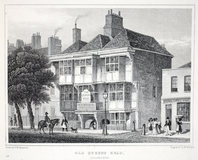 オールドクイーンズヘッド、イズリントン、「ロンドンと19世紀の環境」パブから。 Jones und Co.、1827-1829 作： Thomas Hosmer Shepherd