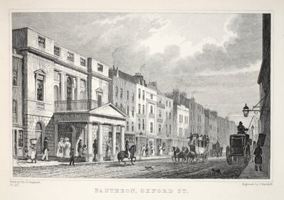 パンテオン、オックスフォードストリート、「ロンドンと19世紀の環境」パブから。 Jones und Co.、1827-1829 作： Thomas Hosmer Shepherd