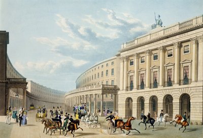 ピカデリーサーカスの四分儀、リージェントストリート、アッカーマン発行、c.1835-50（アクアチント色）（105298も参照） 作： Thomas Hosmer Shepherd