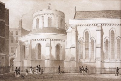 修復されたテンプル教会（水彩画） 作： Thomas Hosmer Shepherd