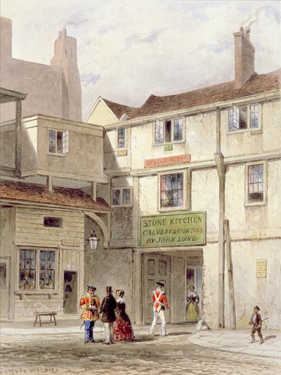 タワーの有名な食堂 - ストーン キッチンと呼ばれる - 1827 年に取り壊された (水彩画) 作： Thomas Hosmer Shepherd