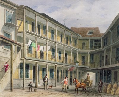 Blue Boar Innヤードの眺め、No.30 Aldgate、c.1850 作： Thomas Hosmer Shepherd