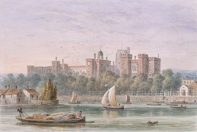 テムズ川からのランベス宮殿の眺め、1837年 作： Thomas Hosmer Shepherd