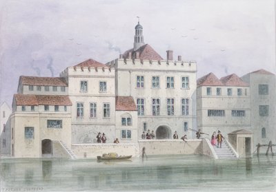 オールドフィッシュモンガーズホールの眺め、1650年 作： Thomas Hosmer Shepherd